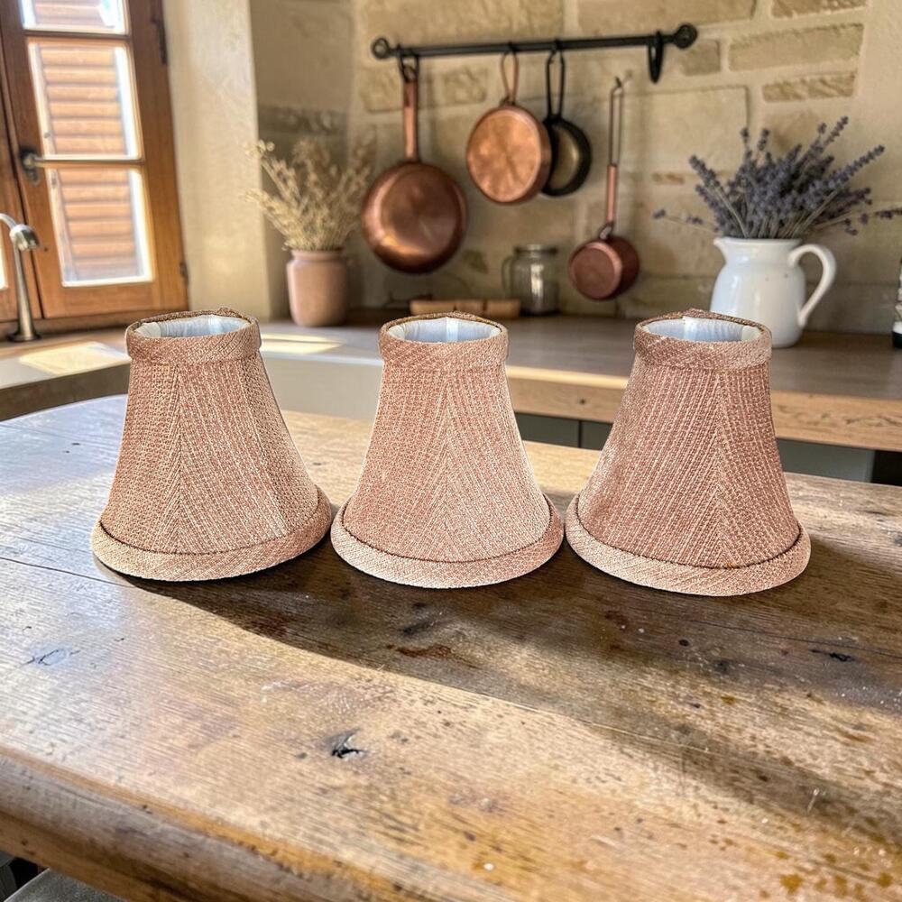 Vintage Mauve Chandelier Lamp Shades, Set of 3 | Clip on Lamp Shades for Vanity